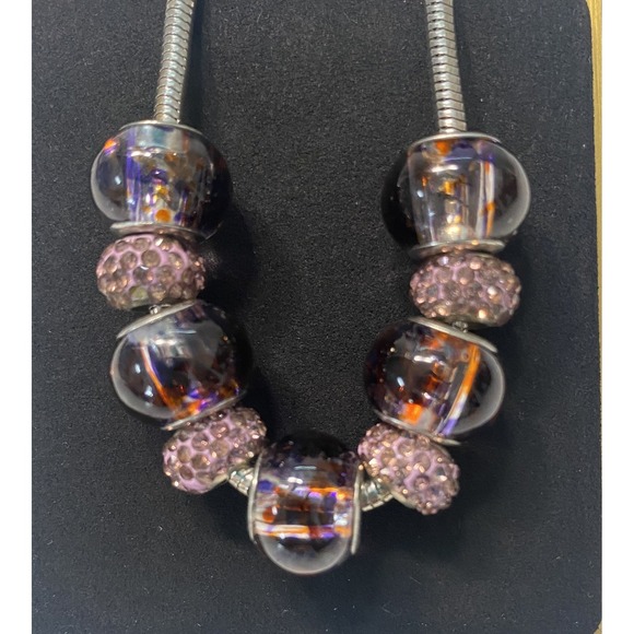 Mixed Fashion Jewelry Lot Purple Pink Hues 7 pc Necklaces Earrings Bracelet EUC - Picture 11 of 16